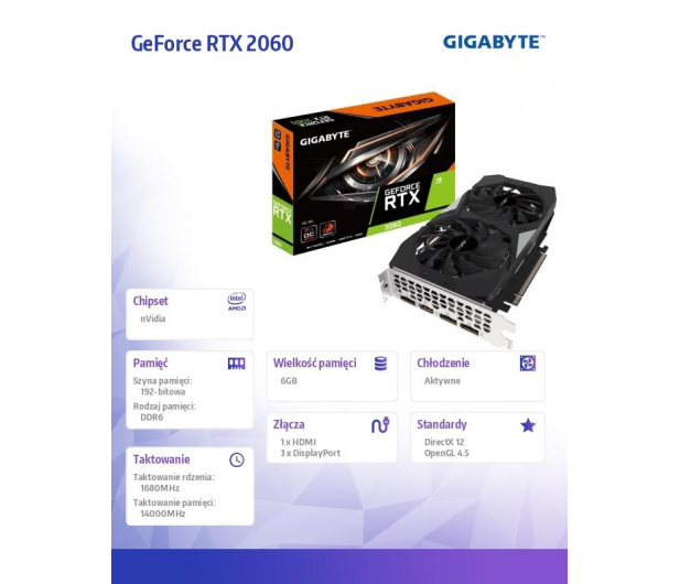 Gigabyte GeForce RTX 2060 OC 6GB 192bit GDDR6 3DP/HDMI GV-N2060OC-6GD - 1463036 - zdjęcie 5